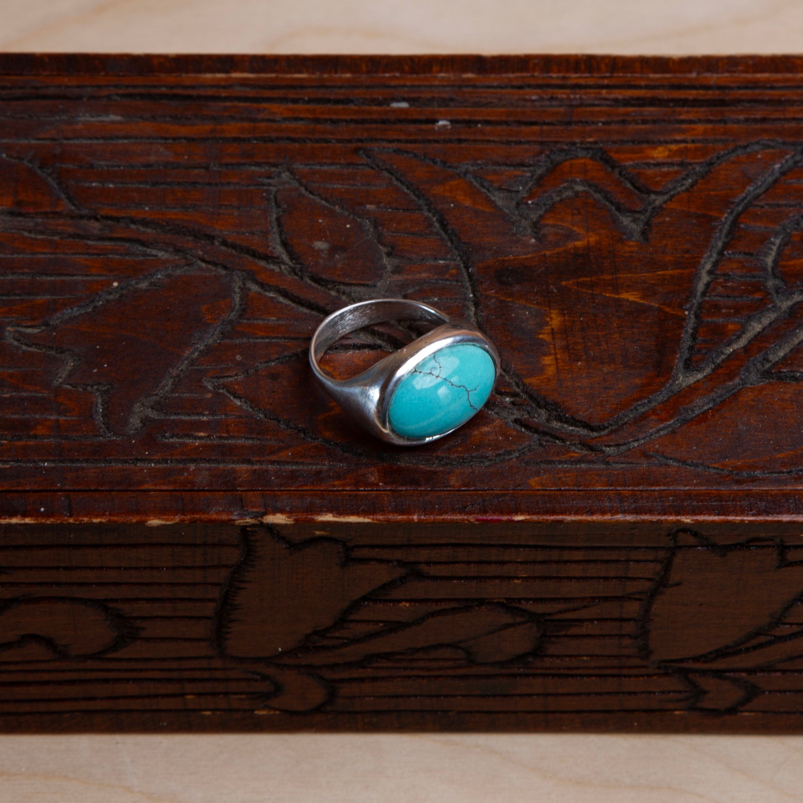 Turquoise in silver ring