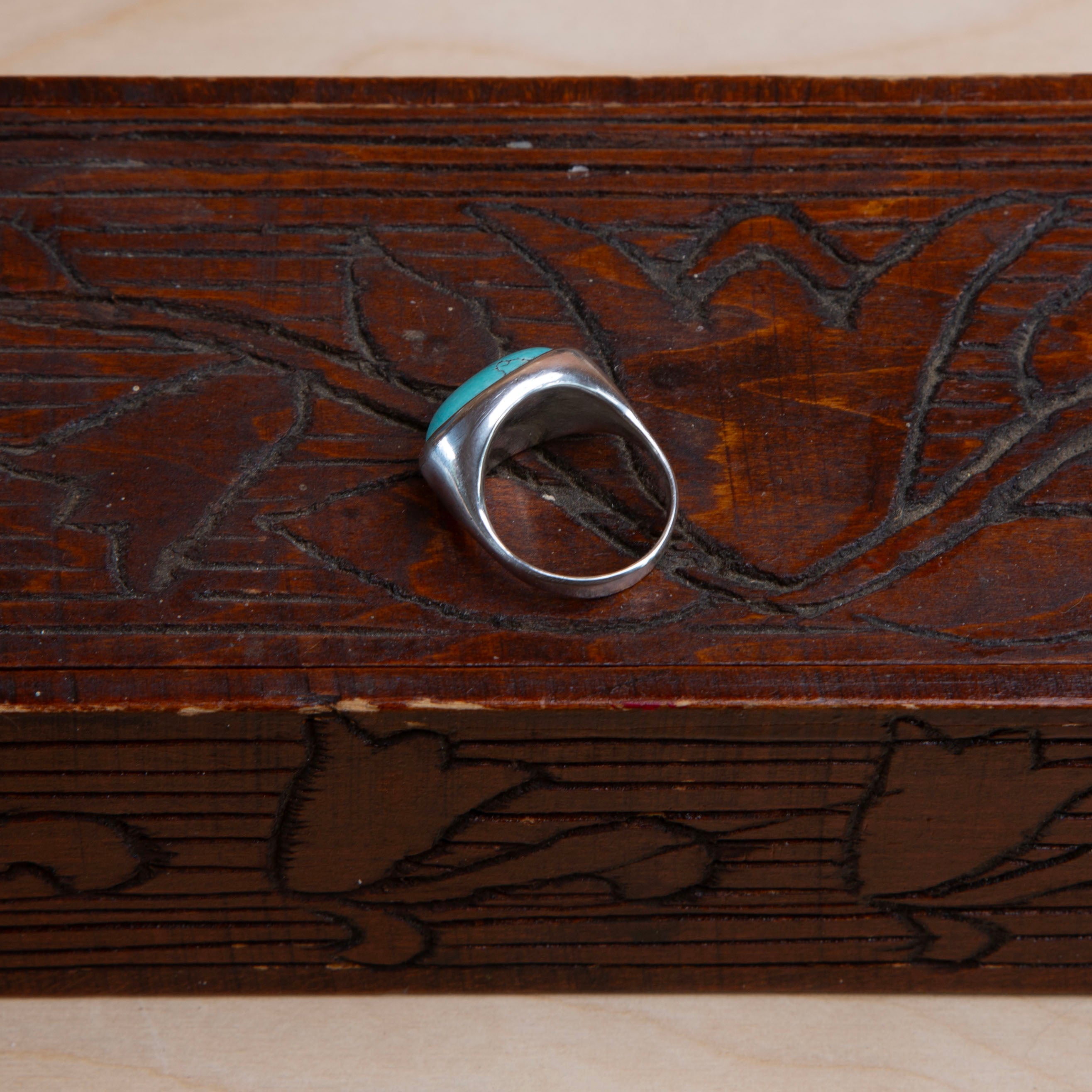Turquoise in silver ring