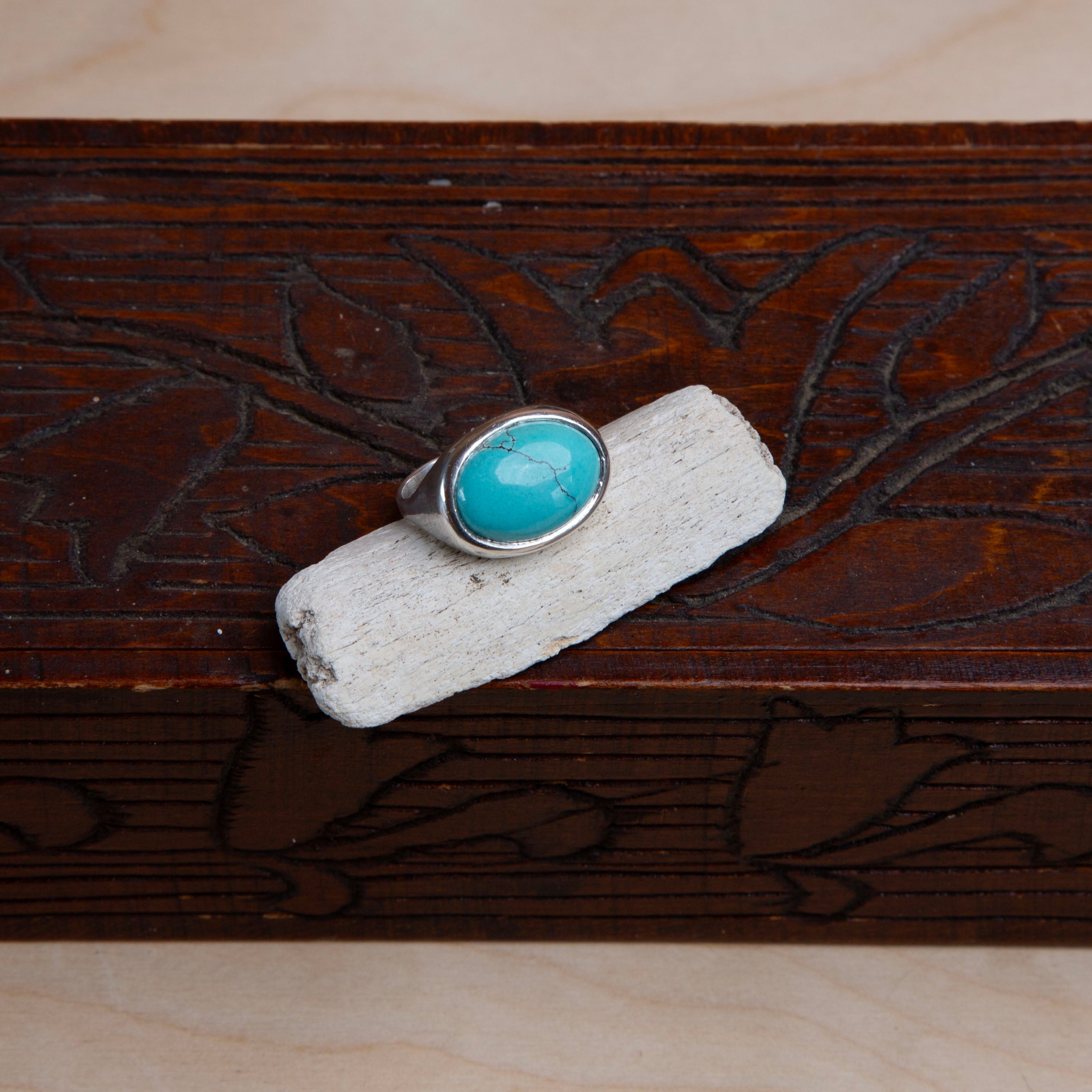 Turquoise in silver ring