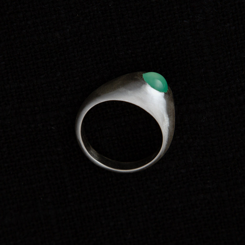 Chrysoprase in Silver Dome