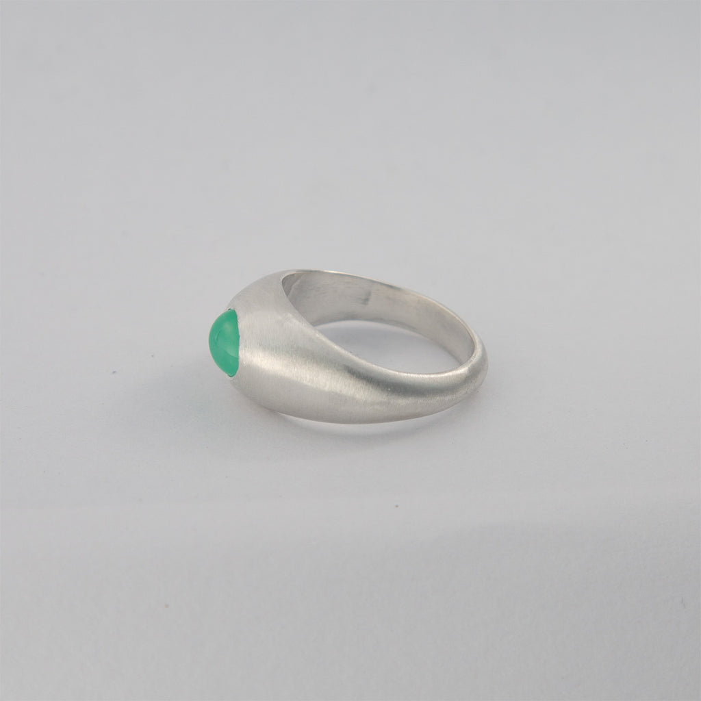 Chrysoprase in Silver Dome