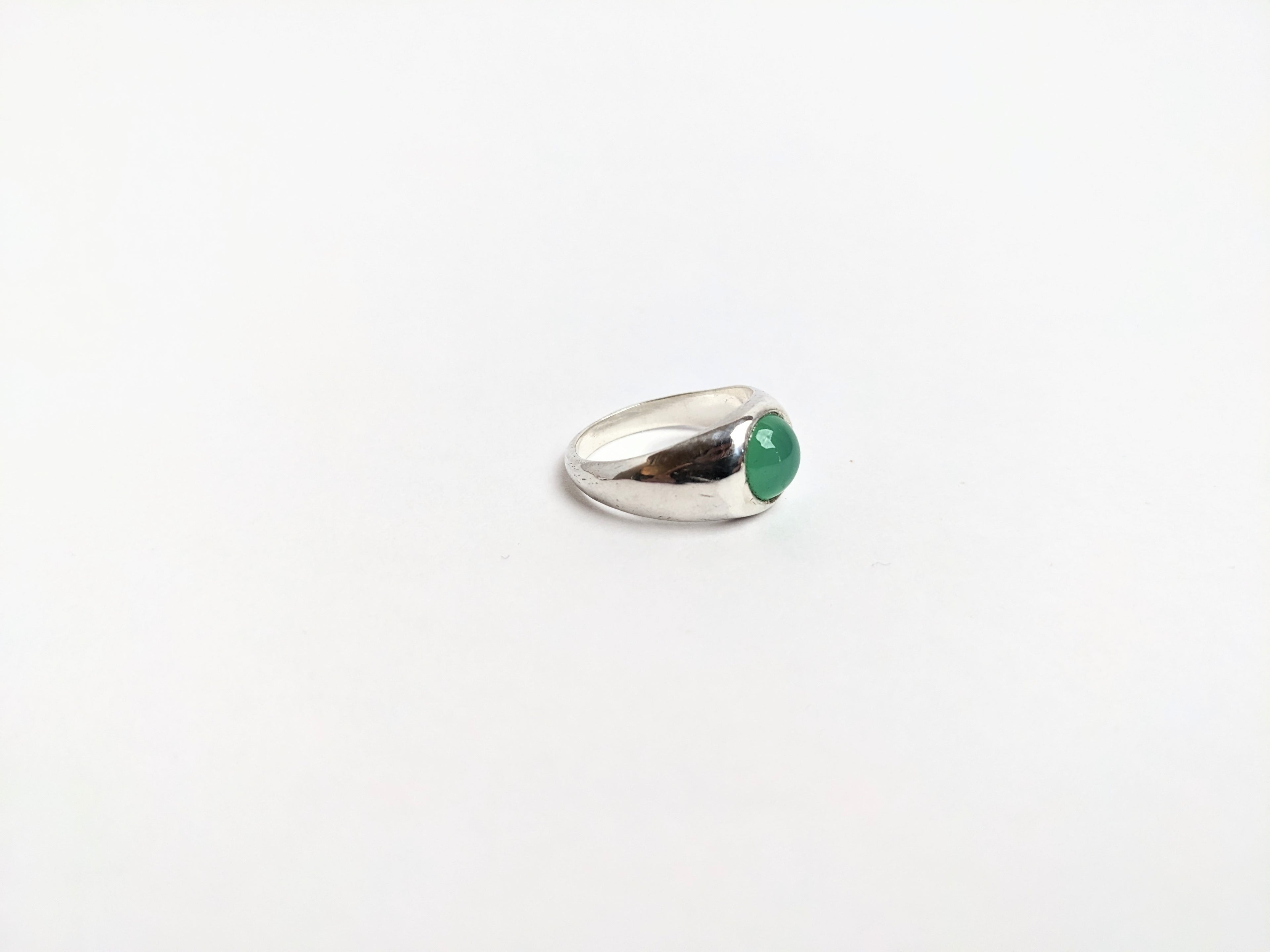 Chrysoprase in silver ring