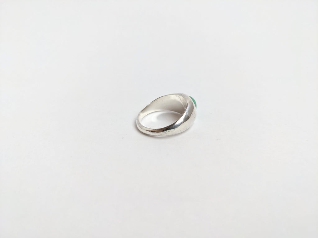 Chrysoprase in silver ring