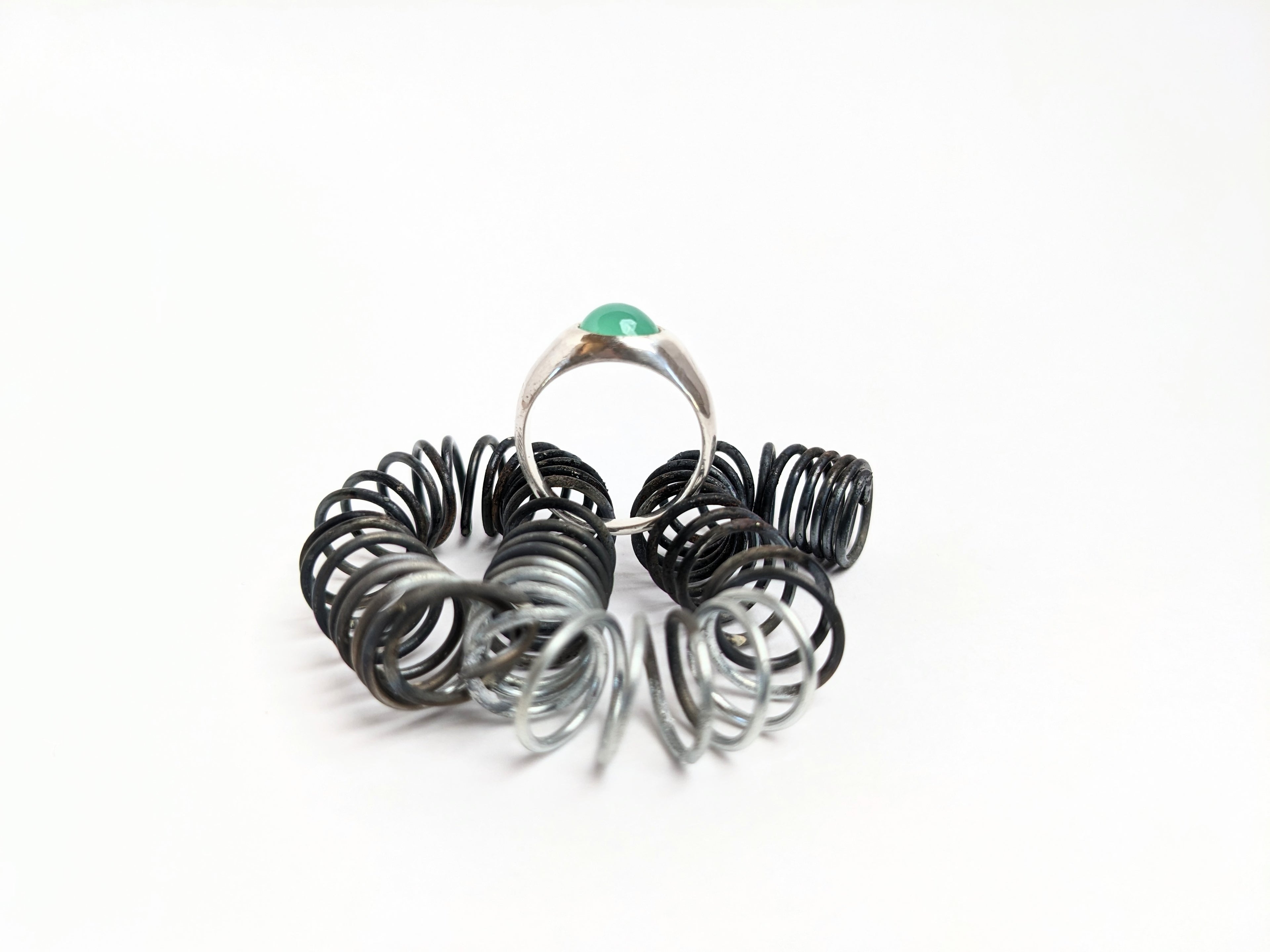 Chrysoprase in silver ring